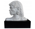African Busts with Plaster Finish on a Black Wooden Pedestal