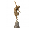 Bronze dancer figure statue on marble pedestal base