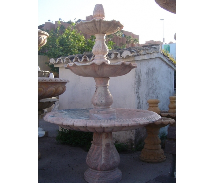 3-tier Rosetta pink marble fountain