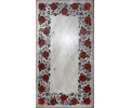 Rectangular white marble table top using Italian pietra dura hardstones mosaic inlay, including blue lapis lazuli