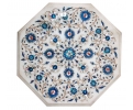 Octagonal marble top decorated with Italian pietra dura hardstones inlay geometric mosaic, incluiding turquoise, blue lapis lazu