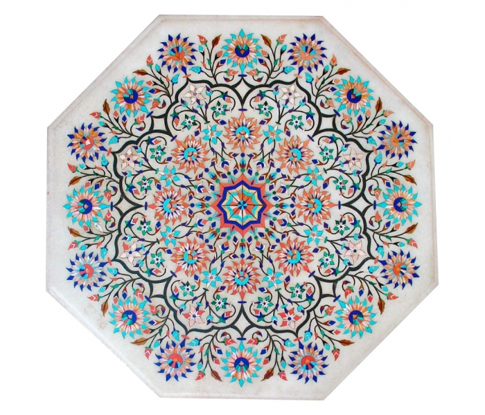 Octagonal marble top decorated with...