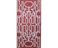 Rectangular red sandstone table top with classical Italian pietra dura Carrara white marble mosaic inlay 