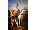 Girl with dog portrait oil painting