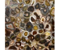 Tablero de mesa cuadrado con mosaico en gemas de calcedonia