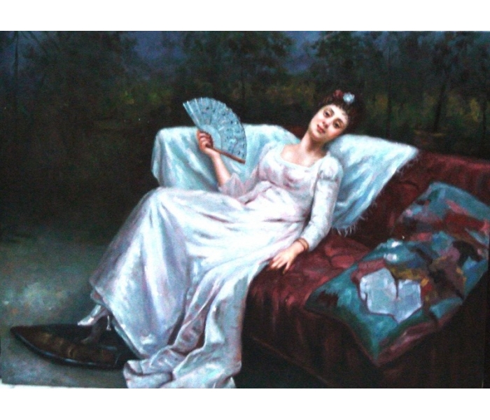 Woman portrait oil on canvas painting