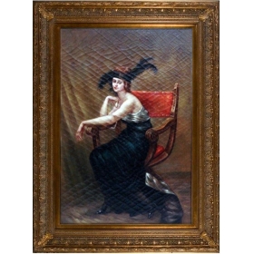Woman portrait oil on wood...