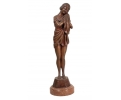 Bronze Art Deco woman figure statue with marble base