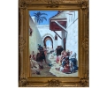 Arabesque people scene oil on canvas framed painting