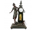 Faux bronze resin table clock with female figure