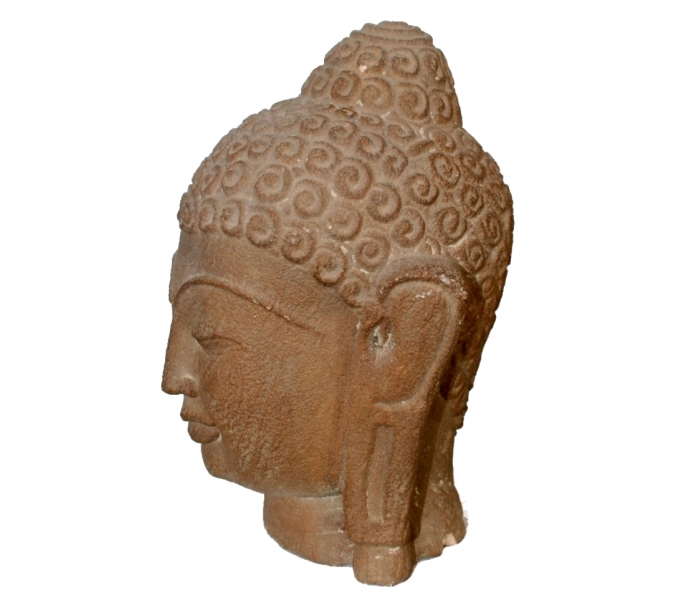 Brown sandstone Buddha head in the...