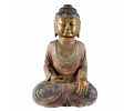 Painted marble sitting Buddha sculpture