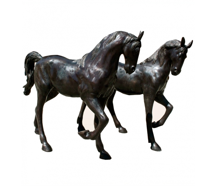 Pair of horse bronze statues