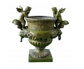 Bronze garden urn with putti angel figures