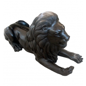 Bronze lying lion statue
