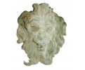 Fuente de pared de cabeza de león esculpida en bronce