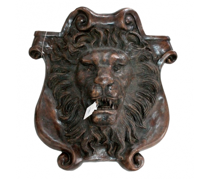 Bronze lion head mascaron fountain spout