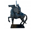 Large cast iron horse rider soldier