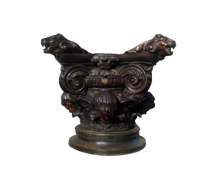 Bronze table base with cherub and...