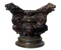 Bronze table base with cherub and lion heads ornamentation
