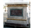 Large white Carrara, burgundy, yellow triana, Belgium black and red Alicante marble panelled plinth base
