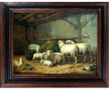 Sheep oil on canvas framed painting