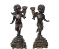 Escultura de pareja de lampareros de resina