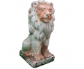 Aged terracotta sitting lion garden classical sculpture