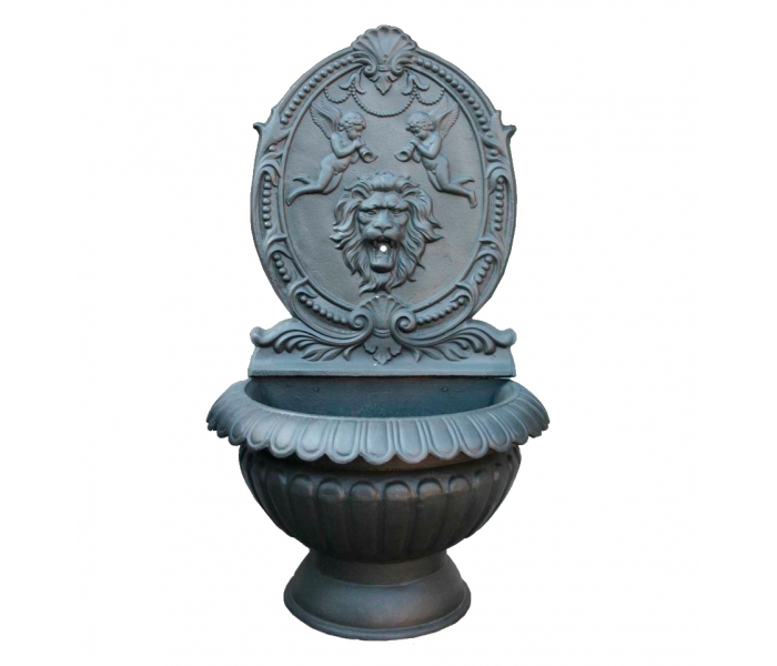Cast iron wall fountain with lion...