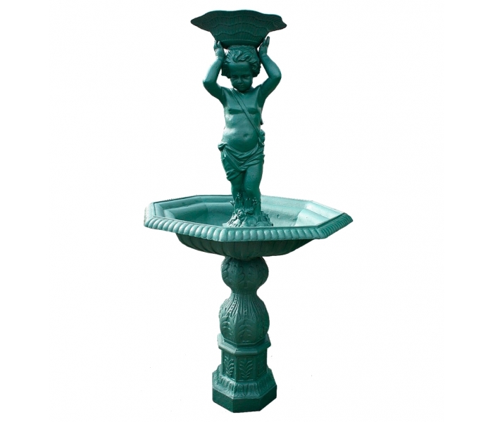Two tier cast iron fountain with boy