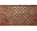 Hand carved wooden painted panel with geometric plant relief