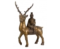 Late 19th century damascene bronze Chinese Buddha riding deer figure statue