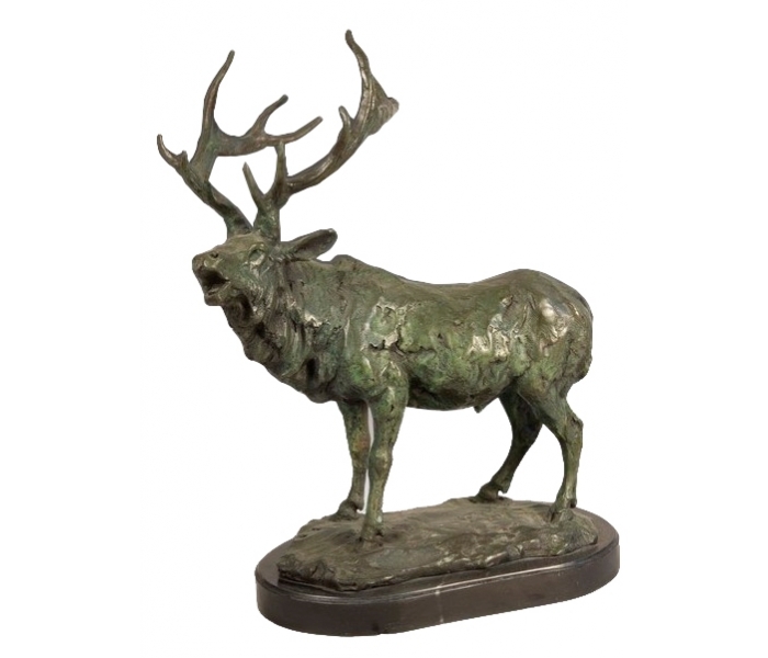 Ciervo de bronce con peana de mármol