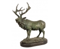 Bronze deer figure statue with marble base