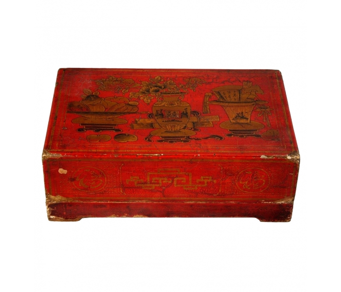 1920s Chinese red lacquered wooden...