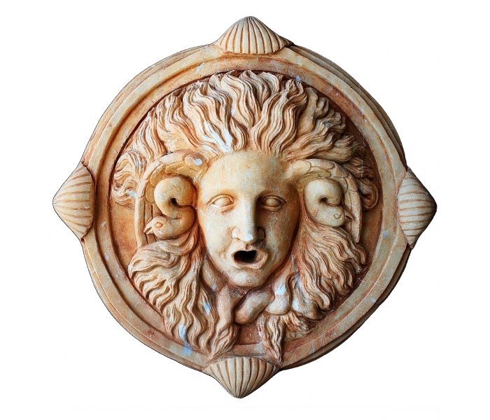 Aged Carrara white marble Medusa head...