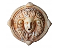 Aged Carrara white marble Medusa head mascaron spout in the style of Versace