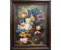 Flower still-life oil on canvas framed painting 