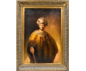 Man portrait oil on wood craquelure framed painting