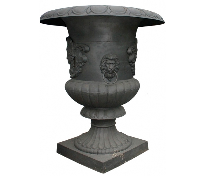 Monumental cast iron urn with large...