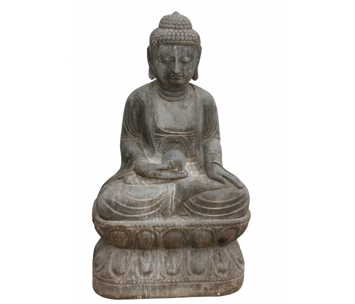 Aged black marble sitting Buddha...
