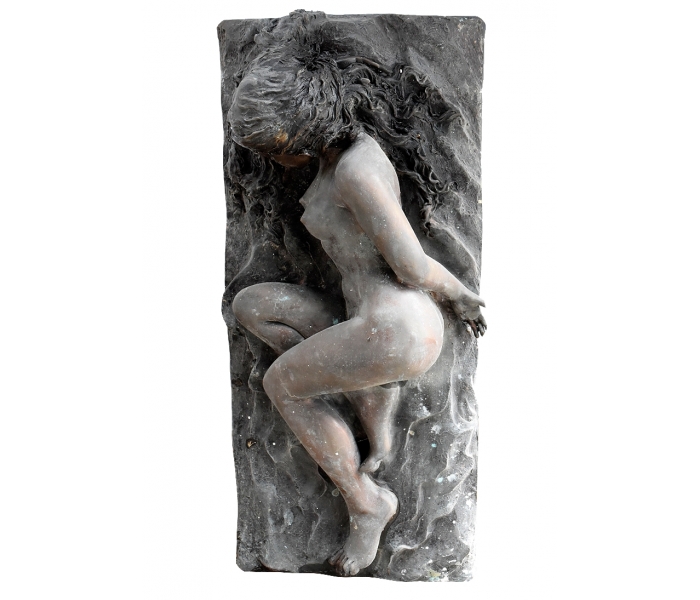 Bronze woman lying statue