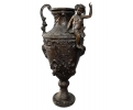 Large bronze vase with putto cherub figure 