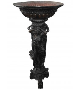 Bronze 1-tier pedestal fountain decorated with three women figure statues