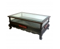 Chinese black lacquered coffee table with glass top