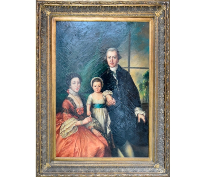 Family portrait oil on wood...