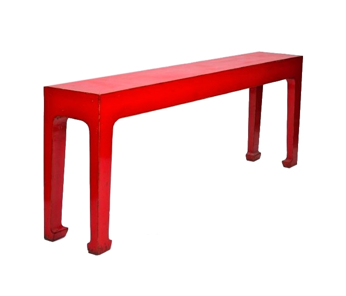 Chinese red lacquered console table