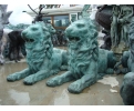 Escultura de pareja de leones tumbados de bronce