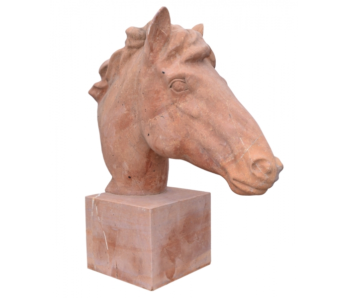 Hand carved Alicante red marble horse...