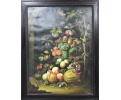 Large fruits still-life oil on canvas framed painting